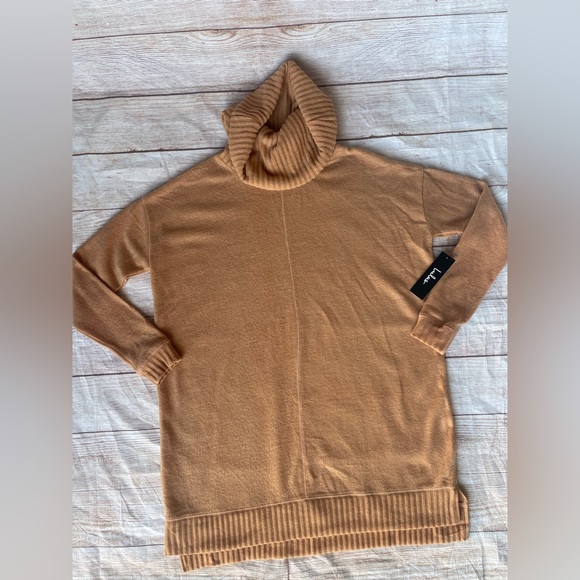 Lulu’s Camel cowl neck long sleeve sweater dress size XS NEW - Picture 3 of 9